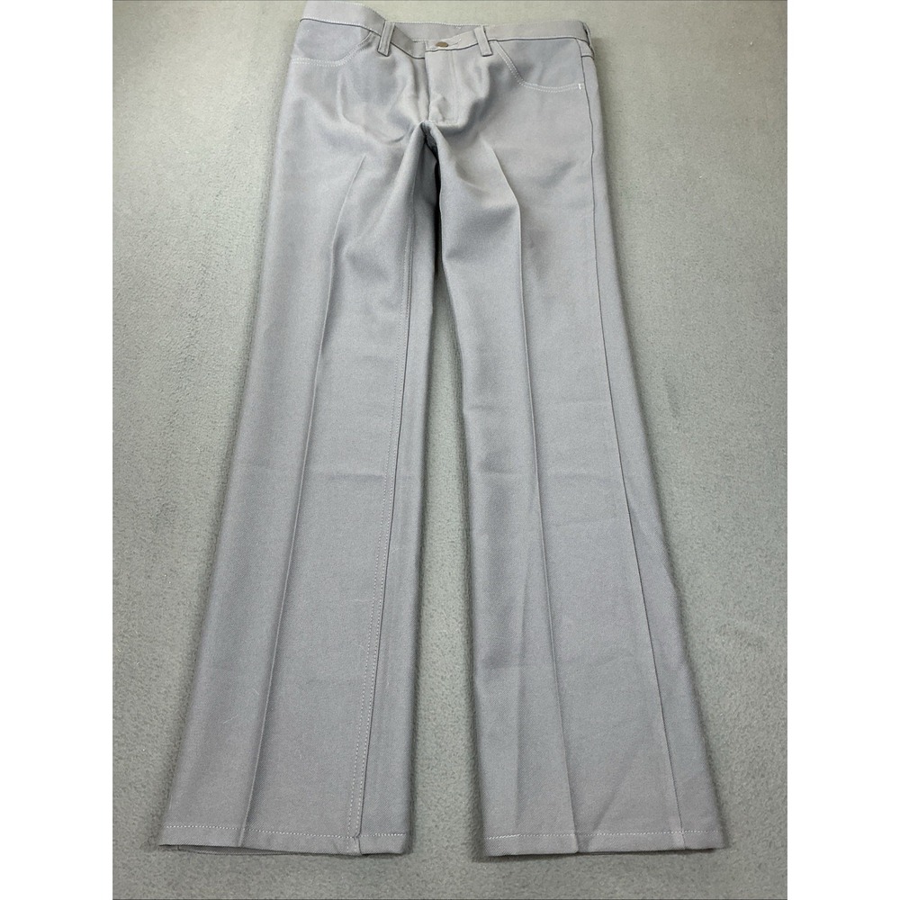Wrangler Men Grey Polyester Dress Pants Size 34x32 80s Creased